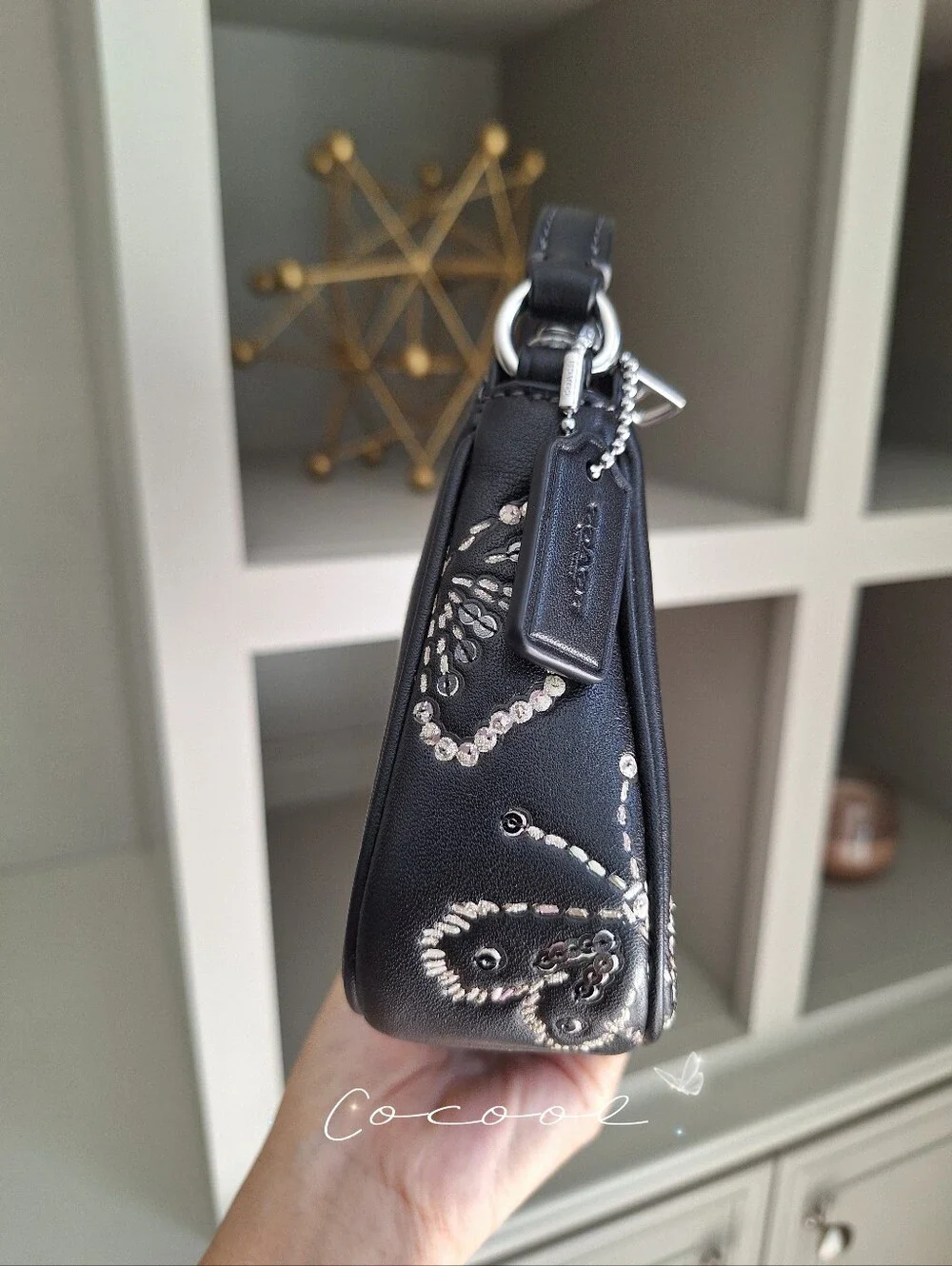 NWT Coach Nolita 19 With Sparkly Butterfly Print CCF58 Silver Black Multi